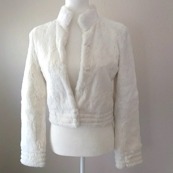 BCBGMaxAzria Jackets & Blazers - BCBG MAXAZRIA Cream Rabbit Fur Jacket - XXS